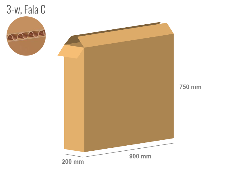 Cardboard box 900x200x750 - with Flaps (Fefco 201) - Single Wall (3-layer)