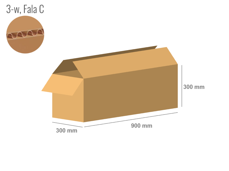 Cardboard box 900x300x300 - with Flaps (Fefco 201) - Single Wall (3-layer)