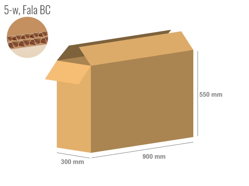 Cardboard box 900x300x550 - with Flaps (Fefco 201) - Double Wall (5-layer)