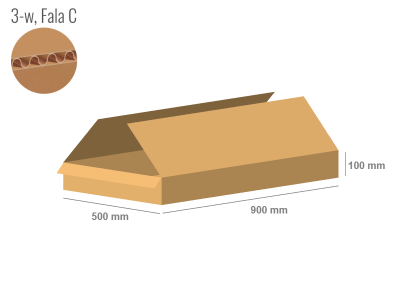 Cardboard box 900x500x100 - with Flaps (Fefco 201) - Single Wall (3-layer)