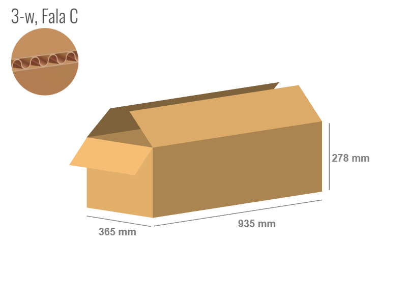 Cardboard box 935x365x278 - with Flaps (Fefco 201) - Single Wall (3-layer)