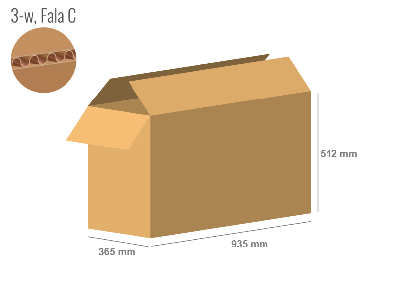 Cardboard box 935x365x512 - with Flaps (Fefco 201) - Single Wall (3-layer)