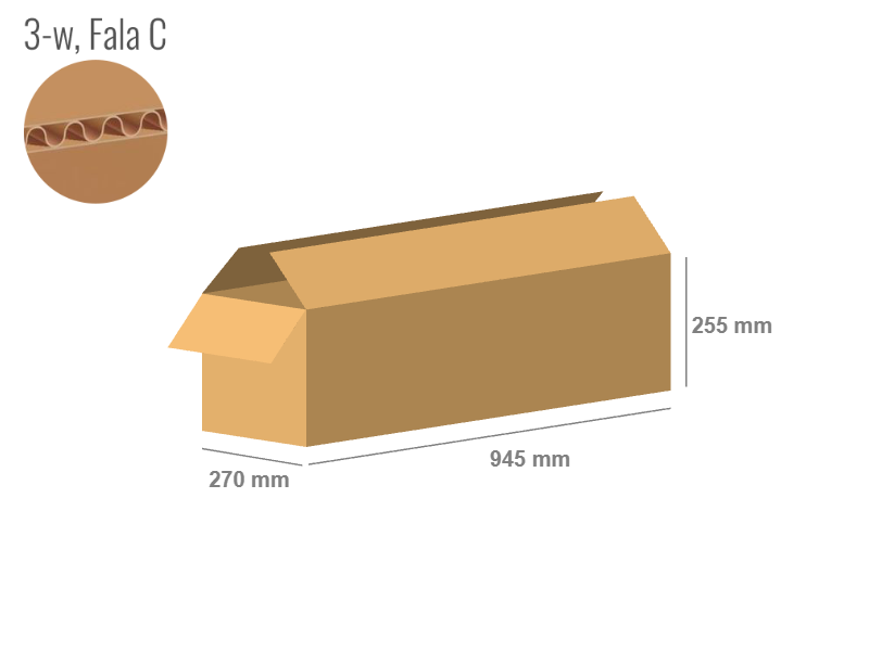 Cardboard box 945x270x255 - with Flaps (Fefco 201) - Single Wall (3-layer)