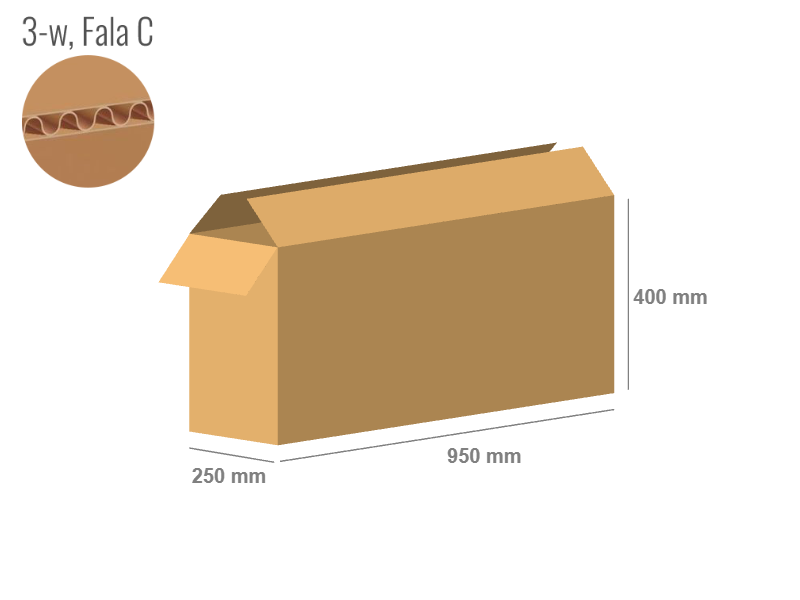 Cardboard box 950x250x400 - with Flaps (Fefco 201) - Single Wall (3-layer)