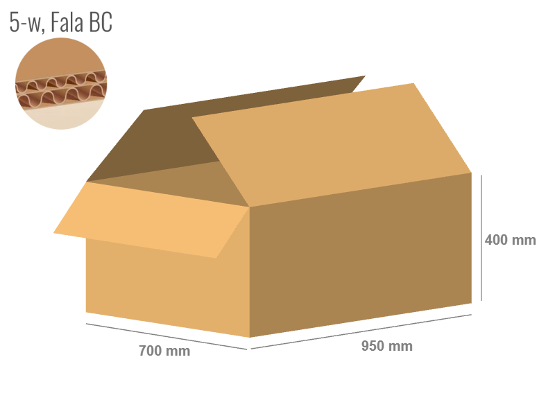 Cardboard box 950x700x400 - with Flaps (Fefco 201) - Double Wall (5-layer)