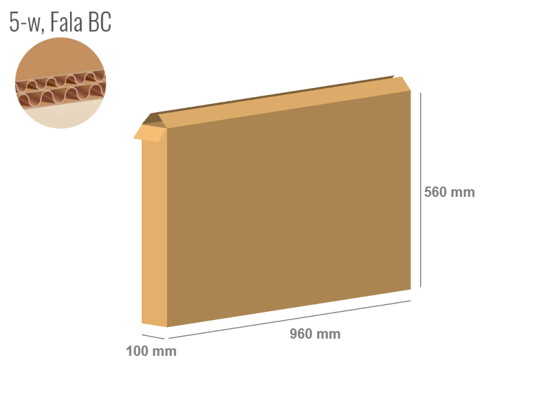 Cardboard box 960x100x560 - with Flaps (Fefco 201) - Double Wall (5-layer)