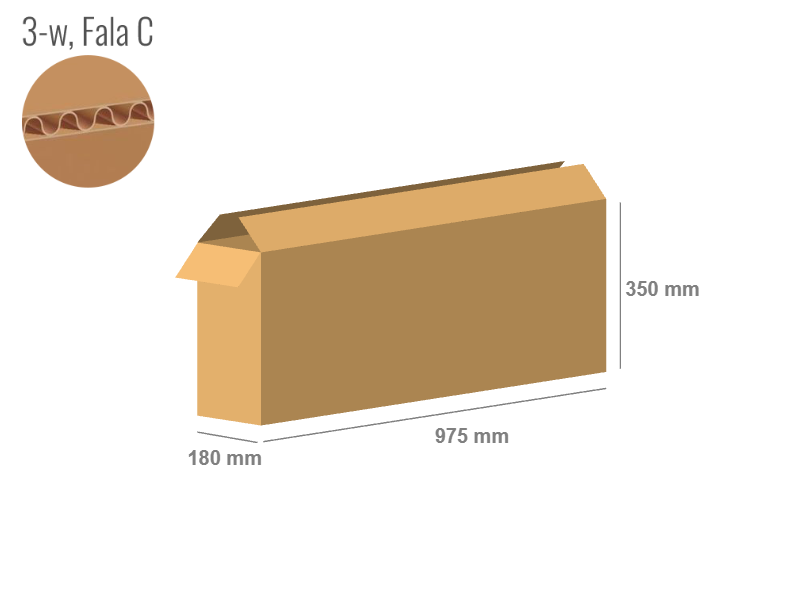 Cardboard box 975x180x350 - with Flaps (Fefco 201) - Single Wall (3-layer)