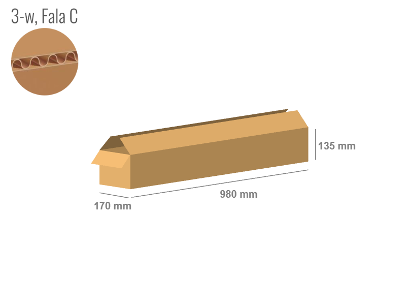 Cardboard box 980x170x135 - with Flaps (Fefco 201) - Single Wall (3-layer)