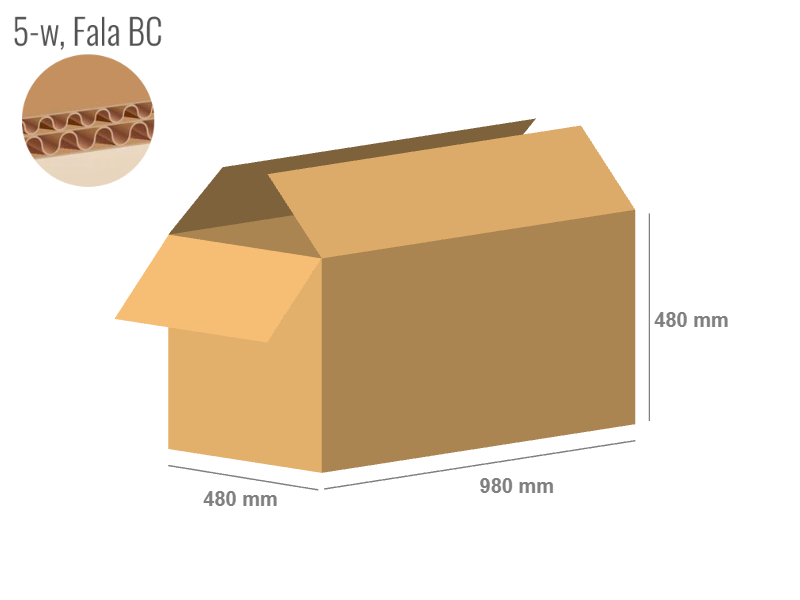 Cardboard box 980x480x480 - with Flaps (Fefco 201) - Double Wall (5-layer)