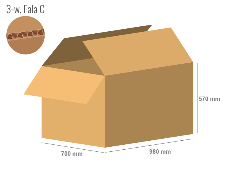 Cardboard box 980x700x570 - with Flaps (Fefco 201) - Single Wall (3-layer)