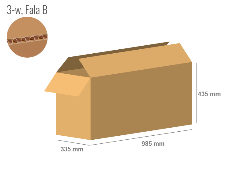 Cardboard box 985x335x435 - with Flaps (Fefco 201) - Single Wall (3-layer)