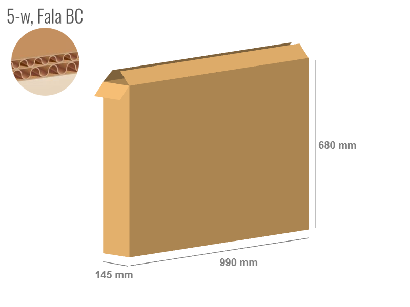 Cardboard box 990x145x680 - with Flaps (Fefco 201) - Double Wall (5-layer)