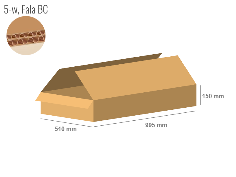 Cardboard box 995x510x150 - with Flaps (Fefco 201) - Double Wall (5-layer)