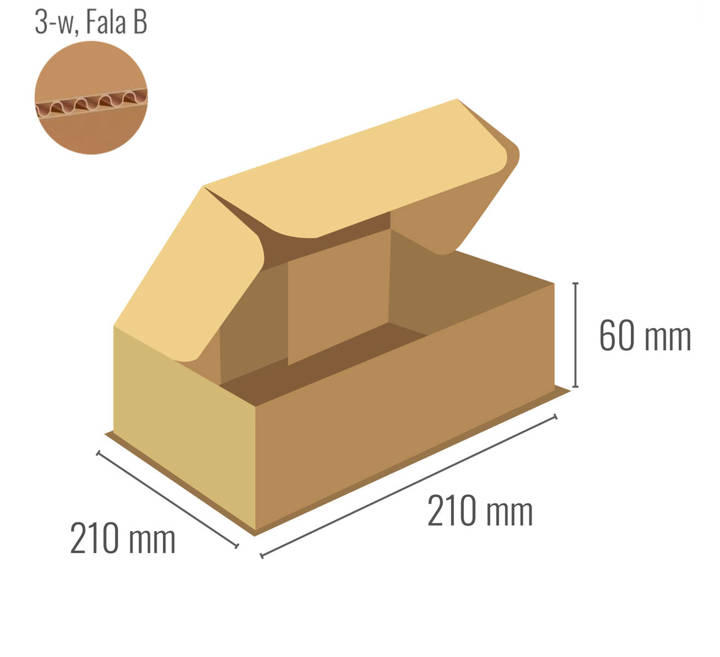 Pudełko fasonowe 210x210x60 - Fefco 426
