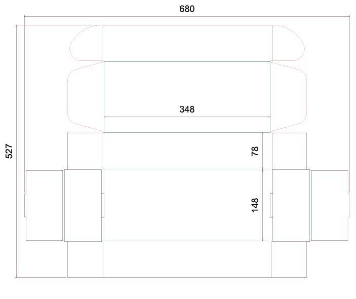 Pudełko fasonowe 346x146x76 - Fefco 427