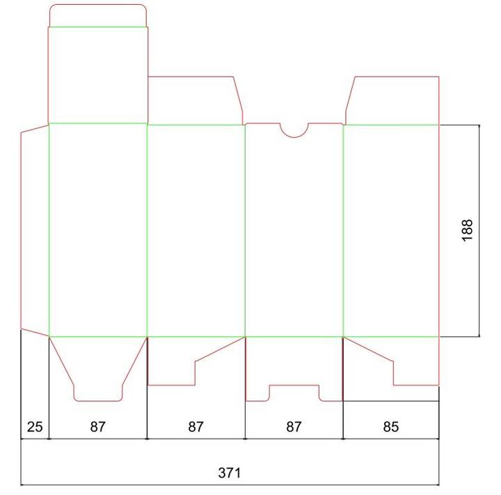 Pudełko fasonowe 85x85x185 - Fefco 215