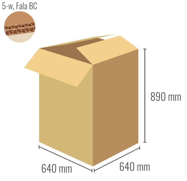 Pudełko z tektury 5-warstwowej 640x640x890 - Klapowe Fefco 201