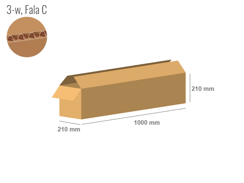 Karton 1000x210x210 - mit Klappen (FEFCO 201) - 1-wellig (3-Schicht)