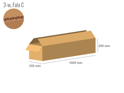 Karton 1000x250x200 - mit Klappen (FEFCO 201) - 1-wellig (3-Schicht)