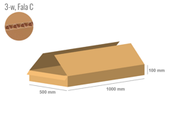 Karton 1000x500x100 - mit Klappen (FEFCO 201) - 1-wellig (3-Schicht)