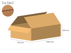 Karton 1000x700x300 - mit Klappen (FEFCO 201) - 1-wellig (3-Schicht)