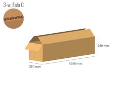 Karton 1050x280x250 - mit Klappen (FEFCO 201) - 1-wellig (3-Schicht)