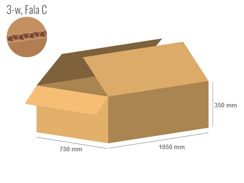 Karton 1050x750x350 - mit Klappen (FEFCO 201) - 1-wellig (3-Schicht)