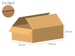 Karton 1190x790x370 - mit Klappen (FEFCO 201) - 1-wellig (3-Schicht)