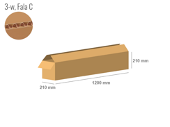 Karton 1200x210x210 - mit Klappen (FEFCO 201) - 1-wellig (3-Schicht)