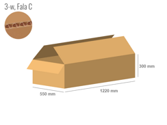 Karton 1220x550x300 - mit Klappen (FEFCO 201) - 1-wellig (3-Schicht)