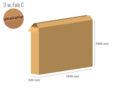 Karton 1600x240x1000 - mit Klappen (FEFCO 201) - 1-wellig (3-Schicht)