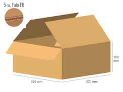 Karton 220x220x100 - mit Klappen (FEFCO 201) - 2-wellig (5-Schicht)