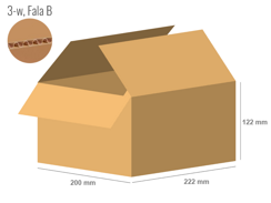 Karton 222x200x122 - mit Klappen (FEFCO 201) - 1-wellig (3-Schicht)