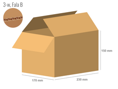 Karton 230x170x150 - mit Klappen (FEFCO 201) - 1-wellig (3-Schicht)