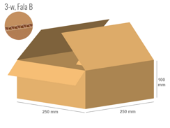 Karton 250x250x100 - mit Klappen (FEFCO 201) - 1-wellig (3-Schicht)