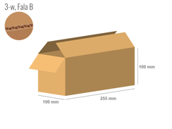 Karton 255x100x100 - mit Klappen (FEFCO 201) - 1-wellig (3-Schicht)