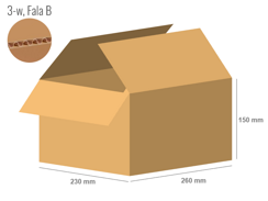 Karton 260x230x150 - mit Klappen (FEFCO 201) - 1-wellig (3-Schicht)