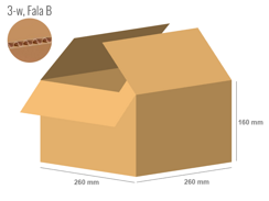 Karton 260x260x160 - mit Klappen (FEFCO 201) - 1-wellig (3-Schicht)