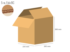 Karton 265x235x260 - mit Klappen (FEFCO 201) - 2-wellig (5-Schicht)