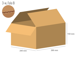 Karton 280x240x150 - mit Klappen (FEFCO 201) - 1-wellig (3-Schicht)