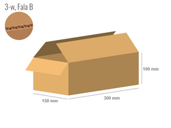 Karton 300x150x100 - mit Klappen (FEFCO 201) - 1-wellig (3-Schicht)