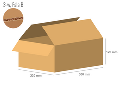 Karton 300x220x120 - mit Klappen (FEFCO 201) - 1-wellig (3-Schicht)