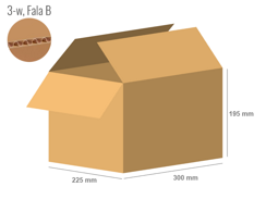 Karton 300x225x195 - mit Klappen (FEFCO 201) - 1-wellig (3-Schicht)