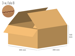 Karton 300x300x140 - mit Klappen (FEFCO 201) - 1-wellig (3-Schicht)