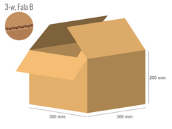 Karton 300x300x200 - mit Klappen (FEFCO 201) - 1-wellig (3-Schicht)