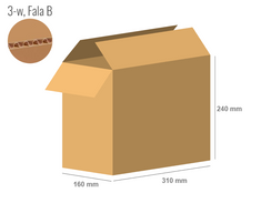 Karton 310x160x240 - mit Klappen (FEFCO 201) - 1-wellig (3-Schicht)