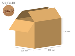 Karton 310x220x220 - mit Klappen (FEFCO 201) - 2-wellig (5-Schicht)