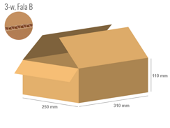 Karton 310x250x110 - mit Klappen (FEFCO 201) - 1-wellig (3-Schicht)