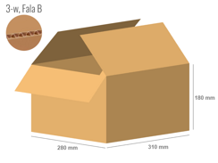 Karton 310x280x180 - mit Klappen (FEFCO 201) - 1-wellig (3-Schicht)