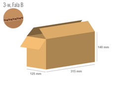 Karton 315x125x140 - mit Klappen (FEFCO 201) - 1-wellig (3-Schicht)